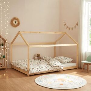 en.casa Lit enfant Cerro - 140x200cm - Pin Naturel - Style Montessori - Publicité en.casa Lit enfant Cerro - 140x200cm - Pin Naturel - Style Montessori - Publicité