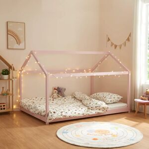 Lit Cerro en forme de maison pour enfants 120x200cm Rose - Publicité Lit Cerro en forme de maison pour enfants 120x200cm Rose - Publicité