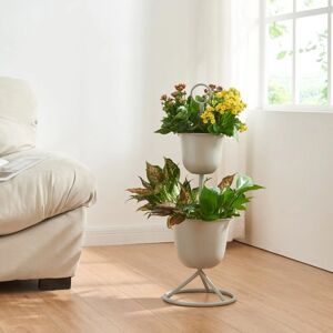 Soporte para plantas EN.CASA con 2 macetas metálicas - Beige Soporte para plantas EN.CASA con 2 macetas metálicas - Beige
