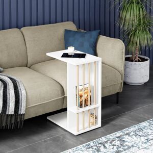 en.casa Siikainen Table d'Appoint Blanche - Ordinateur Portable ou Rangement - Publicité en.casa Siikainen Table d'Appoint Blanche - Ordinateur Portable ou Rangement - Publicité
