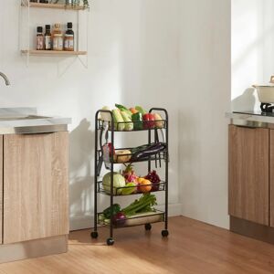 En. Casa Carro de Cocina Tromsø con 4 Cestas y Ganchos En. Casa Carro de Cocina Tromsø con 4 Cestas y Ganchos