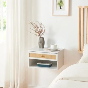 Estantería de pared Eiker con cajón - Blanco / Efecto ratán - 40x32x23cm Estantería de pared Eiker con cajón - Blanco / Efecto ratán - 40x32x23cm