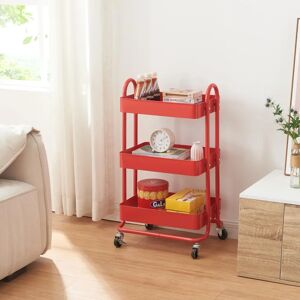 en.casa Pyhäntä Chariot de service rouge avec 3 paniers en treillis - Publicité en.casa Pyhäntä Chariot de service rouge avec 3 paniers en treillis - Publicité
