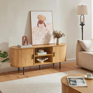 en.casa Tvedestrand Mueble de TV - Bambú/Negro - 140x40x55cm en.casa Tvedestrand Mueble de TV - Bambú/Negro - 140x40x55cm
