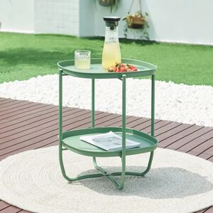 en.casa Table d'appoint de jardin Sandefjord avec 2 plateaux - Vert - Publicité en.casa Table d'appoint de jardin Sandefjord avec 2 plateaux - Vert - Publicité