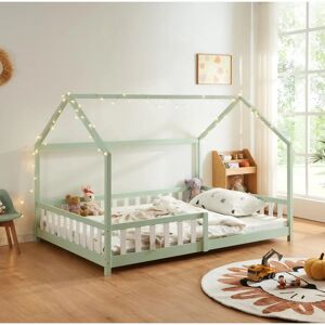 Cama infantil Hesel - Forma de casa - 140x200cm - Verde menta Cama infantil Hesel - Forma de casa - 140x200cm - Verde menta