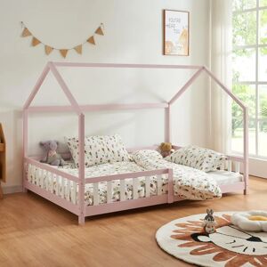 Cama infantil Hesel en forma de casa rosa 120x200cm - ES Cama infantil Hesel en forma de casa rosa 120x200cm - ES