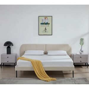 en.casa Cama de matrimonio beige tapizada - Cama en.casa Cama de matrimonio beige tapizada - Cama
