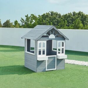 Casa.pro - Casita infantil Vesa 138x120x102 cm, Gris - Diversión en el jardín para niños Casa.pro - Casita infantil Vesa 138x120x102 cm, Gris - Diversión en el jardín para niños