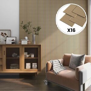 Ensemble de Panneaux Muraux Acoustiques NEU.HOLZ Chêne Clair - 16 pcs, 120x60cm - Publicité Ensemble de Panneaux Muraux Acoustiques NEU.HOLZ Chêne Clair - 16 pcs, 120x60cm - Publicité