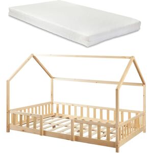 en.casa / neu.haus Lit pour enfants - Forme de maison en pin 140x200cm - Naturel - Lit pour enfants - Publicité en.casa / neu.haus Lit pour enfants - Forme de maison en pin 140x200cm - Naturel - Lit pour enfants - Publicité