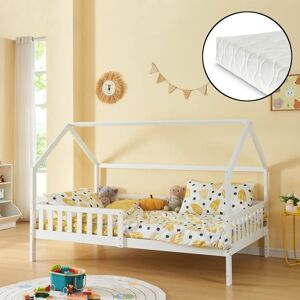 en.casa Cama infantil de madera de pino, 120x200cm, Blanca - Cama infantil en.casa Cama infantil de madera de pino, 120x200cm, Blanca - Cama infantil