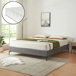 en.casa Cama doble Lilla con colchón - Cama, Gris oscuro, 180x200cm en.casa Cama doble Lilla con colchón - Cama, Gris oscuro, 180x200cm