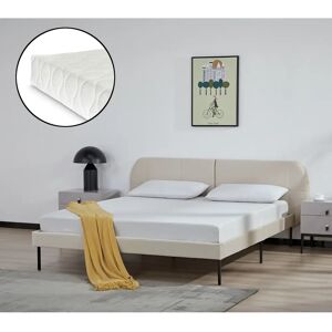en.casa Cama tapizada Beige Porvoo 160x200cm - Cama en.casa Cama tapizada Beige Porvoo 160x200cm - Cama