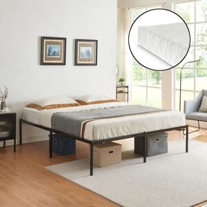 en.casa Vårdö Cama de metal con colchón 180x200 cm - Negro en.casa Vårdö Cama de metal con colchón 180x200 cm - Negro