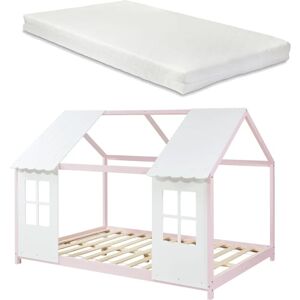 en.casa Cama infantil Tostedt - Rosa/Blanco - 120x200cm en.casa Cama infantil Tostedt - Rosa/Blanco - 120x200cm