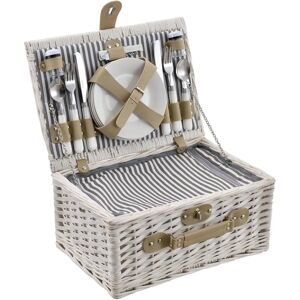 Panier de Pique-nique Casa.pro Blanc - 40x28x19cm - Pour 4 personnes - Publicité Panier de Pique-nique Casa.pro Blanc - 40x28x19cm - Pour 4 personnes - Publicité
