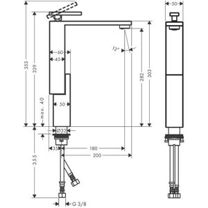Hansgrohe Axor Edge Mengkraan - 280mm, Chroom Hansgrohe Axor Edge Mengkraan - 280mm, Chroom