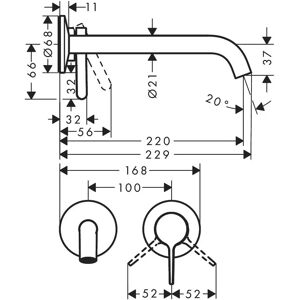 Hansgrohe Axor One Wandgemonteerde Eenhendel-Wastafelmengkraan Hansgrohe Axor One Wandgemonteerde Eenhendel-Wastafelmengkraan