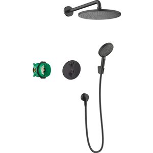 Hansgrohe Croma S 280 Matte Black Shower System - Thermostatic & Adjustable Hand Shower Hansgrohe Croma S 280 Matte Black Shower System - Thermostatic & Adjustable Hand Shower