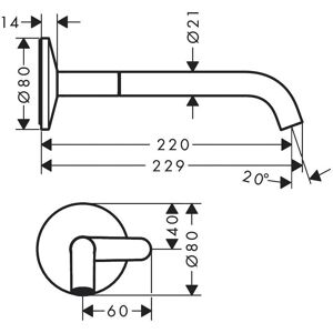 Hansgrohe Axor One Wandwasbak Mengkraan - Projectie 220mm - Geborsteld brons Hansgrohe Axor One Wandwasbak Mengkraan - Projectie 220mm - Geborsteld brons