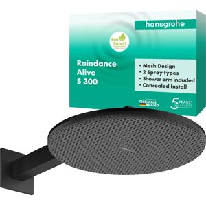 Hansgrohe Hansgrohe Raindance Alive S Cabezal de ducha - Negro - 300mm - Rain & PowderRain - EcoSmart Hansgrohe Hansgrohe Raindance Alive S Cabezal de ducha - Negro - 300mm - Rain & PowderRain - EcoSmart