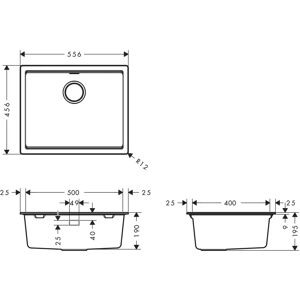 Hansgrohe S53 Unterbauspüle - SilicaTec, 500x400mm, Graphitschwarz Hansgrohe S53 Unterbauspüle - SilicaTec, 500x400mm, Graphitschwarz