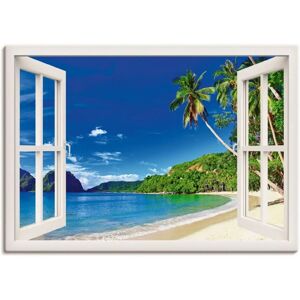 ARTLAND Fensterblick Paradies Wandbild - 100x70cm, Leinwand & Metall ARTLAND Fensterblick Paradies Wandbild - 100x70cm, Leinwand & Metall