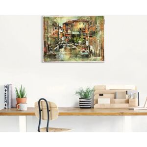 ARTLAND Kanal in Venedig Wandbild - Bunt, 120x90cm, Leinwand, Poster ARTLAND Kanal in Venedig Wandbild - Bunt, 120x90cm, Leinwand, Poster