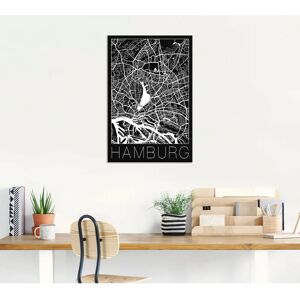 ARTland - Retro Karte Hamburg Schwarz - 20x30 cm - Wandkunst ARTland - Retro Karte Hamburg Schwarz - 20x30 cm - Wandkunst
