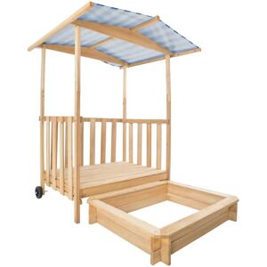 Tectake Lekset - Blå Sandlåda med Veranda & Tak Tectake Lekset - Blå Sandlåda med Veranda & Tak
