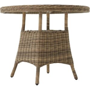 Mesa de jardín de aluminio tectake con tapa de cristal removible - naturaleza, ratán Mesa de jardín de aluminio tectake con tapa de cristal removible - naturaleza, ratán