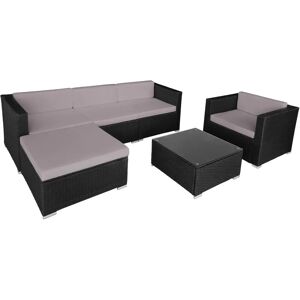 tectake TT404324 Conjunto de Jardín - Ratán Artificial, Negro/Gris, 5 Plazas tectake TT404324 Conjunto de Jardín - Ratán Artificial, Negro/Gris, 5 Plazas