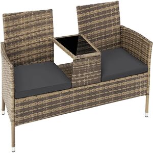 Tectake Garden Bench with Table - Synthetic Rattan, Steel Tectake Garden Bench with Table - Synthetic Rattan, Steel