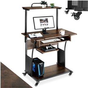 Tectake Fife Industrial Dark Computer Desk with 4 Tiers & Castors Tectake Fife Industrial Dark Computer Desk with 4 Tiers & Castors