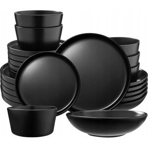 Tectake Una Dishware Set - 24 pcs, Black, Urban Style, for 6 Tectake Una Dishware Set - 24 pcs, Black, Urban Style, for 6