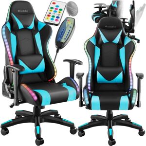 Fauteuil de jeu TecTake GmbH - LED, Massage, Ergonomique - noir/azur - Publicité Fauteuil de jeu TecTake GmbH - LED, Massage, Ergonomique - noir/azur - Publicité