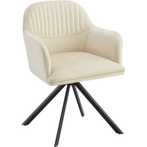 Tectake Velvet Office Chair - 360° Swivel, Cream/Black - Office & Dining Tectake Velvet Office Chair - 360° Swivel, Cream/Black - Office & Dining