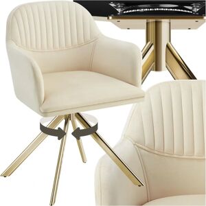 Tectake - Velvet Office Chair - Cream/Gold - Office Chair Tectake - Velvet Office Chair - Cream/Gold - Office Chair