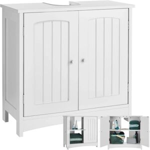 Mueble de lavabo Jasper de tectake, 2 compartimentos, capacidad 35 kg, blanco Mueble de lavabo Jasper de tectake, 2 compartimentos, capacidad 35 kg, blanco