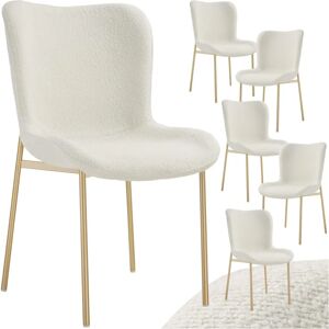 Tectake Tessa Dining Chairs Set - White/Gold - Ergonomic & Bouclé Tectake Tessa Dining Chairs Set - White/Gold - Ergonomic & Bouclé