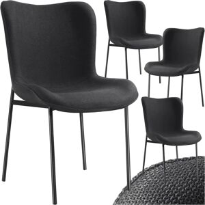 Tectake Tessa Upholstered Chair Set - Black, 4 pcs Tectake Tessa Upholstered Chair Set - Black, 4 pcs