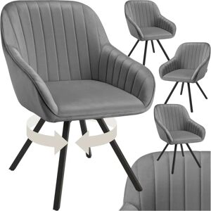 Tectake Grey Velvet Swivel Office Chair - 4 pcs Tectake Grey Velvet Swivel Office Chair - 4 pcs