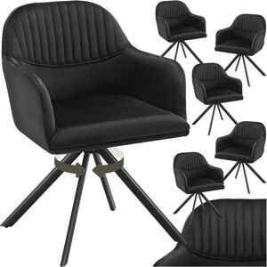 Tectake Office Chair - Black Velvet Swivel Chair - Set of 6 Tectake Office Chair - Black Velvet Swivel Chair - Set of 6