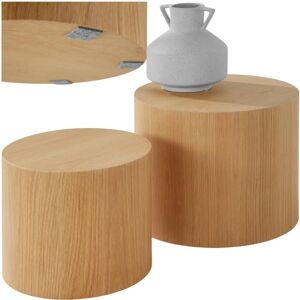 Tectake 2 pcs Ensemble de tables basses rondes Danny - Chêne clair - Publicité Tectake 2 pcs Ensemble de tables basses rondes Danny - Chêne clair - Publicité