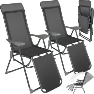 Tectake - Foldable Garden Chairs with Adjustable Back and Headrest - Anthracite Tectake - Foldable Garden Chairs with Adjustable Back and Headrest - Anthracite