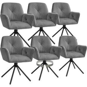 Chaise pivotante Lenia de tectake - Velours anthracite/noir, lot de 6 - Publicité Chaise pivotante Lenia de tectake - Velours anthracite/noir, lot de 6 - Publicité