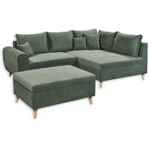 ED EXCITING DESIGN Calanda L-Form Dunkelgrünes Sofa mit Hocker ED EXCITING DESIGN Calanda L-Form Dunkelgrünes Sofa mit Hocker