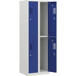 Armario vestuario Eurokraft Basic Amsterdam - 4 compartimentos, acero, gris y azul Armario vestuario Eurokraft Basic Amsterdam - 4 compartimentos, acero, gris y azul