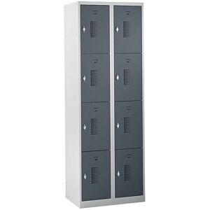 Armario de almacenamiento con cerradura gris carbón - 2 módulos, 8 compartimentos Armario de almacenamiento con cerradura gris carbón - 2 módulos, 8 compartimentos